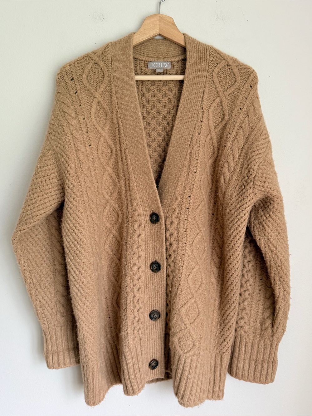 J. Crew Cable-knit Stretch Cardigan Sweater - Picture 3 of 7